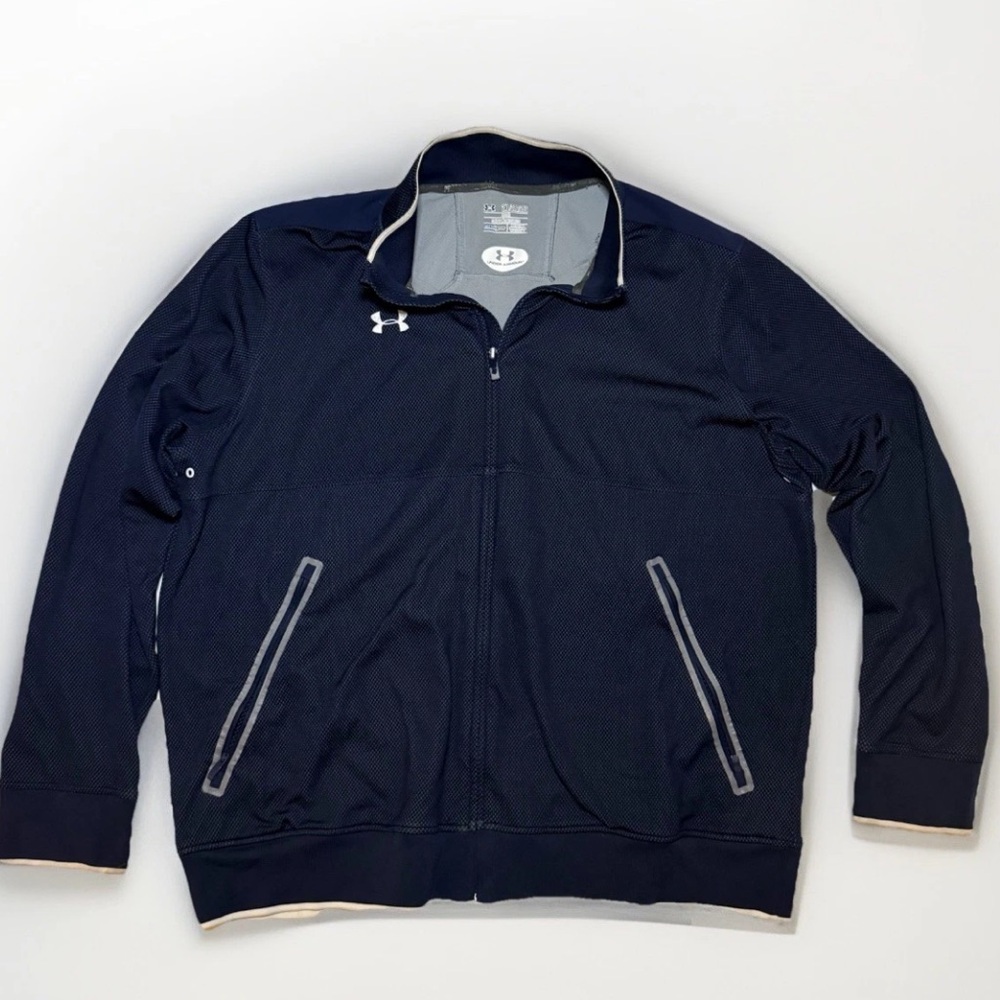 Under‎ Armour Mens 2XL Navy Blue Loose Fit Full Zip Jacket Coldgear Performance